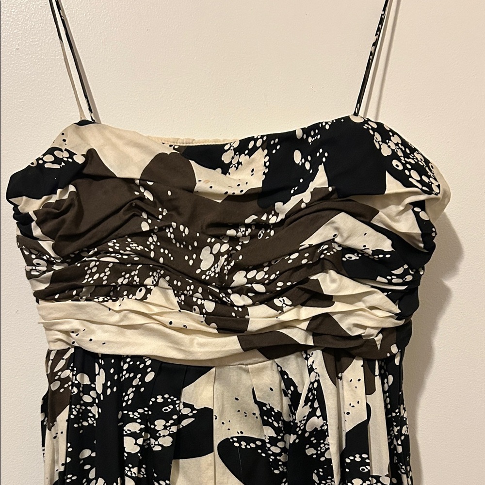 Taylor Black and Cream Cotton Strapless Dress